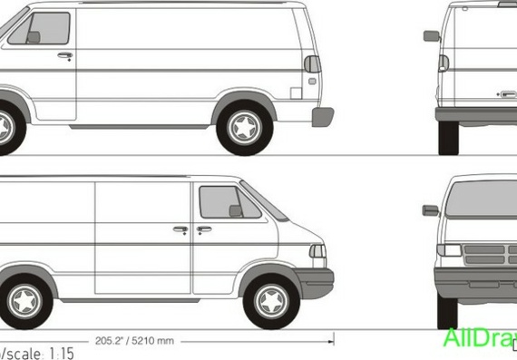 Dodge Ram Van (Додж Рам Ван) - чертежи (рисунки) автомобиля